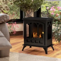 HOMCOM Ethanol Fireplace Stove, Freestanding Bioethanol Fire, Indoor Ethanol Burner with 0.9 Litres Volume, Burns for Up to 3.3 Hours, 21 Inch, Black(m-8)