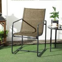 Outsunny Gartenstuhl, 2er-Set, atmungsaktiver Bezug, robuster Metallrahmen, 54x66,5x88cm, Schwarz/Braun(m-7)