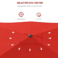 Outsunny 2 x 3(m) Garden Parasol Umbrella, Rectangular Outdoor Market Umbrella Sun Shade with Crank & Push Button Tilt, 6 Ribs, Aluminium Pole, Wine Red(m-7)