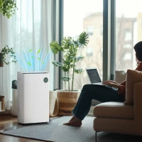 HOMCOM 5500mL Portable Dehumidifier with Air Purifier, UVC, Ioniser, 24H Timer, 5 Modes, 16L/Day, for Home Laundry, White(m-10)