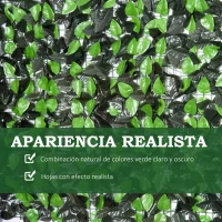 Outsunny Seto Artificial en Rollo 3x1 m Pantalla de Cerca de Privacidad para Balcón Valla Jardín Exterior Planta Decorativa de Pared PE Fácil Montaje Verde(m-5)