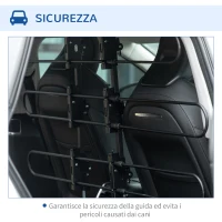 PawHut Divisorio Auto per Cani in Acciaio e PP Regolabile in Larghezza e Altezza, 89-150x76-124 cm, Nero(m-6)