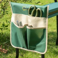 Outsunny Steel Frame Padded Garden Kneeler, with Tool Bag - Green(m-9)