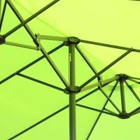 Outsunny Doppelsonnenschirm 455 x 270 cm Gartenschirm mit Handkurbel oval stabil Metallstange Marktschirm Doppelsonnenschirm Terrassenschirm Sonnenschutz für Strand Balkon Terrasse Garten Grün(m-9)