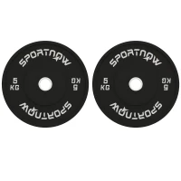 SPORTNOW Set 2 Discuri Greutăți 2x5 kg din Cauciuc cu Orificiu de 5 cm pentru Gantere și Grijuri, Ø45x2 cm, Negru(m-1)