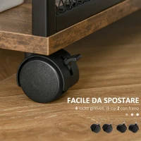 HOMCOM Mobile per Stampante e Documento, Cassettiera con Rotelle in Stile Nordico, Mobiletto Multiuso per Ufficio e Casa, Marrone Vintage(m-4)