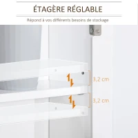 kleankin Armoire Murale avec Miroir pour Salle de Bain 2 Niveaux avec 1 étagère réglable et 2 Portes en bois- dim. 56I x 14P x 46H cm(m-4)