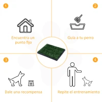 PawHut Inodoro para Perros con Césped Artificial y Bandeja Extraíble Orinal para Entrenamiento de Cachorros 51x63x6 cm Verde(m-6)