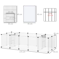 PawHut 18-Panel Small Animal Cage, Pet Playpen, for Guinea Pigs, Hedgehogs - White(m-3)