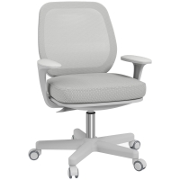 Vinsetto Chaise de bureau tissu mesh hauteur réglable pivotante 360° accoudoirs sur roulettes, gris