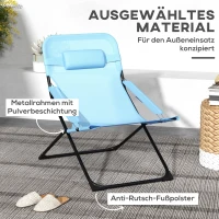 Outsunny Klappstuhl, 4-stufig verstellbar, atmungsaktiv, Metallgestell, 69 x 91 x 96 cm, Schwarz/Blau(m-5)