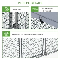 PawHut Enclos poulailler extérieur 5 m² parc grillagé dim. 2,8L x 2,45l x 2,46H - espace couvert - 5/8 poules(m-7)