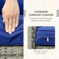 Outsunny 3 Pieces Rattan Bistro Set, Wicker Garden Furniture Set with Storage Coffee Table and Chairs, Thickened Cushions for Outdoor, Patio, Balcony, Blue(m-6)