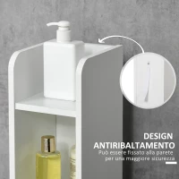 kleankin Colonna Bagno con Mensole e Armadietti, Mobile Alto Salvaspazio in Legno 15x17x120cm, Bianco(m-6)