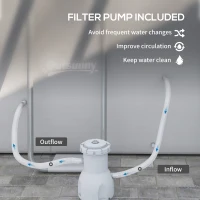 Outsunny Rectangle Steel Frame Swimming Pool with Ladder and Pump - Grey(m-5)