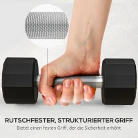 SPORTNOW Kurzhantel-Set 2 x 5kg, kein Wegrollen, rutschfester Griff, Gummimantel, Metallkern, Schwarz(m-6)