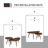 HOMCOM Set of Two Scandinavian-Style Coffee Tables - Walnut(m-5)