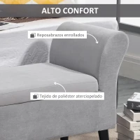 HOMCOM Banco de Almacenamiento con Tapa Abatible Reposabrazos y Patas de Madera para Salón 111,5x41x65 cm Gris Claro(m-6)