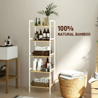 HOMCOM Five-Tier Bamboo Adjustable Shelf Storage Unit(m-7)