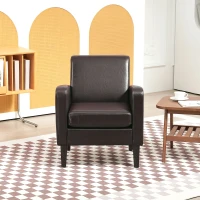 HOMCOM Faux Leather Simple Armchair - Brown(m-8)