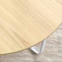 HOMCOM Juego de 2 Mesas de Centro Ø65x32 cm y Ø45x26 cm con Encimera de Madera y Patas de Metal Natural y Blanco(m-9)