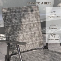 Outsunny Set Salotto da Giardino con Tavolino in Vetro, 2 Poltrone e Divanetto Pieghevoli, Grigio(m-4)