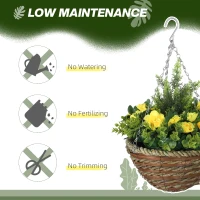 Outsunny Set of Two Hanging Lisianthus Flower Pots - Yellow/Green(m-6)