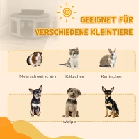 PawHut Welpenauslauf Welpengitter, faltbar, 4 Bodenspieße, 124 cm x 124 cm x 62cm , Grau(m-4)