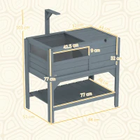 PawHut Wooden Tortoise House, with Shelter, Run, Shelf, Lamp Holder, Tray, Grey(m-3)