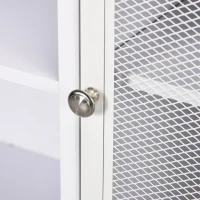 HOMCOM Aparador de Cocina Aparador Blanco con Puerta de Malla 4 Compartimentos Abiertos y Estante Ajustable 120x37x81,5 cm(m-9)