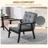 HOMCOM Retro-Style Accent Chair, with Faux Leather Seat - Grey(m-5)