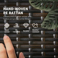 Outsunny Three-Piece Reclining Lounger Set, with Glass-Top Table - Cream(m-4)