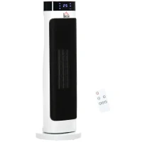 HOMCOM Ceramic Electric Space Heater, Portable Heater for Home with 3 Heat Settings, Oscillation, Adjustable Temperature, 1000W/2000W, Black(m-1)