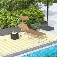 Outsunny Sun Lounger, with Adjustable Face Canopy - Brown(m-2)