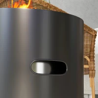 Outsunny Smokeless Fire Pit, 45cm Portable Wood Burning Firepit, Round Metal Bonfire Stove with Poker for Garden, Camping, Black(m-8)