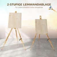 Vinsetto Staffelei, höhenverstellbar, klappbar, natürliches Buchenholz, für Leinwände bis 107H cm(m-6)