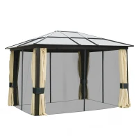 Outsunny Gazebo da Giardino 3x3.6m in Alluminio con Zanzariera e Tetto in Policarbonato(m-10)