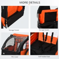 HOMCOM 2 Seat Bike Trailer Bicycle wagon for Kids Child Steel Frame Safety Harness Seat Carrier Orange Black 130 x 76 x 88 cm(m-6)