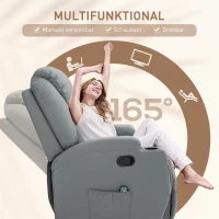 HOMCOM Massagesessel, 8 Vibrationspunkte, Becherhalter, Kunstleder, Hellgrau(m-5)