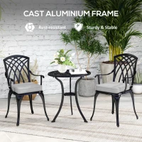 Outsunny Three-Piece Cast Aluminium Bistro Set - Black(m-6)