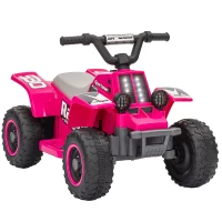AIYAPLAY 6V Electric Quad Bike for Kids, Ride On ATV w/ Forward/Reverse, Headlights, for Ages 18-36 Months, Pink(m-1)