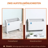 HOMCOM Heizgerät Heizlüfter 2000W Elektroheizer mit 3 Stufen Warm 24-Stunden-Timer Heizer Heizung Wärme Metall Kunststoff Weiß 58,5 x 20 x 43 cm(m-5)