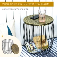Outsunny 3er-Set Couchtische Beistelltische Gartentisch Retro Metallkorb Drahtkorb Garten Satztisch Gartenmöbel Outdoor Balkon Metall Natur+Schwarz 3 Größen(m-5)