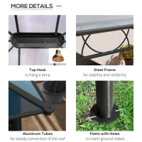 Outsunny Hardtop Gazebo Garden Pavilion with UV Resistant Polycarbonate Roof, Curtains, Steel & Aluminium Frame, 3 x 4m, Grey(m-6)