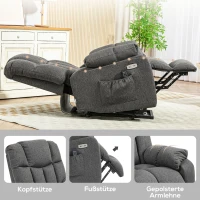 HOMCOM 2-in-1 Relaxsessel mit Liegefunktion, USB-Anschlüsse, Taschenfederkern, Dunkelgrau(m-7)