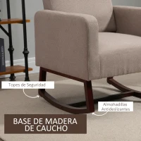 HOMCOM Silla Mecedora Tapizada en Franela Sillón Balancín Relax con Asiento Reposabrazos Acolchados y Pies de Madera de Caucho Ideal Lactancia 72x75x105 cm Marrón(m-7)