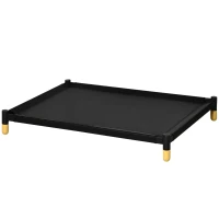 PawHut Erhöhtes Hundebett Haustierbett Hundeliege im Innen- und Außenbereich für große Hunde Mesh-Stoff Schwarz 104 x 76,6 x 15 cm(m-10)