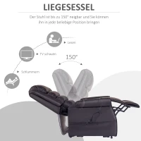 HOMCOM Massagesessel mit Aufstehhilfe, Relaxsessel mit Aufstehhilfe, inkl. Fernbedienung, Braun(m-5)