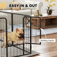 PawHut Eight-Panel Dog Playpen with Door, for Large Dogs, Indoors, Outdoors, 60cm Tall, Black(m-5)
