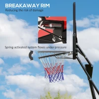 SPORTNOW 245-305cm Adjustable Basketball Hoop and Stand, with Wheels, Red(m-8)